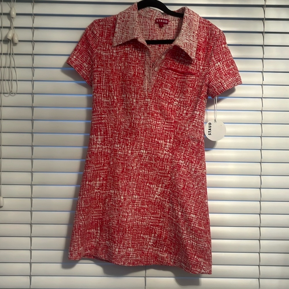 Staud NWT Flying Dress Papya Crosshatch Size 4